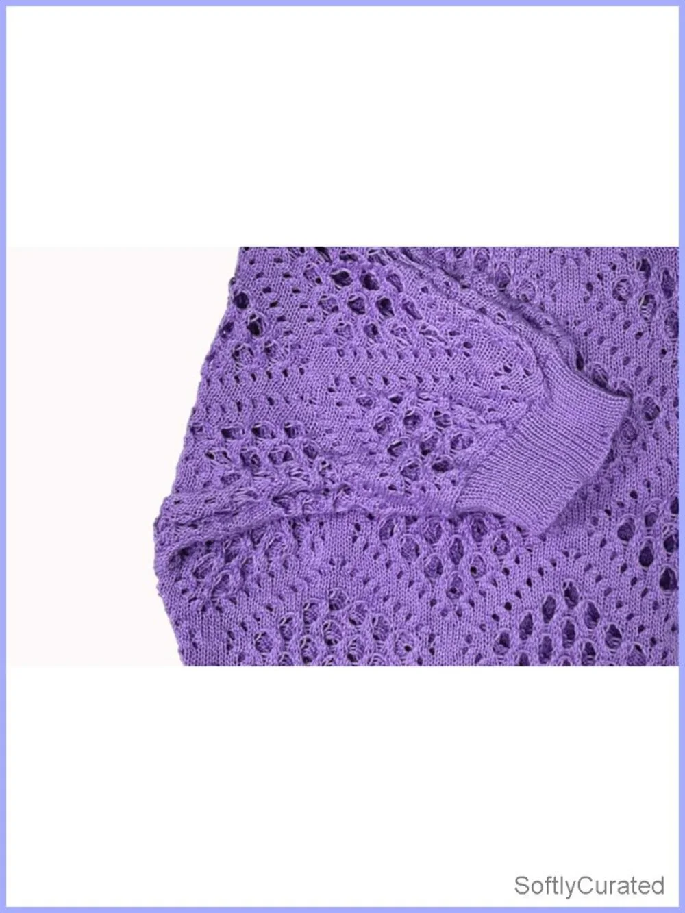 Women's Crochet Knit Pullover Hollow-Out 3/4 Batwing Sleeve Lightweight Boho